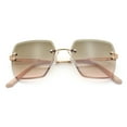 thumbnail image 2 of Womens Rimless Oversized Rectangle Designer Fashion Metal Rim Sunglasses Gold Beige - Brown Beige, 2 of 8