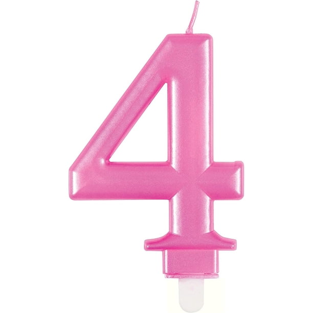 Unique Party - Velas de Cumpleaños Diseño Número de Metalizada 4º Cumpleaños (Rosa)