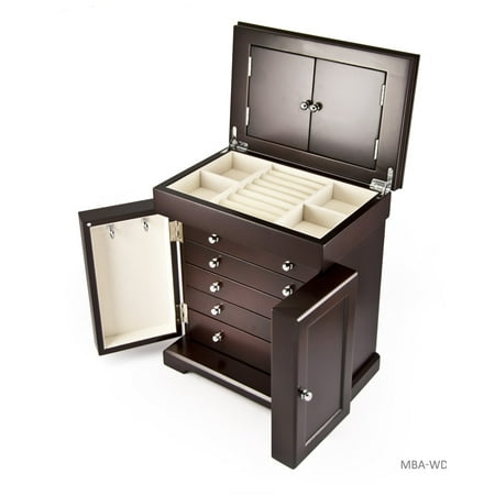 Jewelry Box Store Near Me Masterpiece Handcrafted 18 Note Modern Dark Espresso Grand Musical Jewelry Box with Contemporary Hardware - Because You Love Me ()