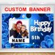 thumbnail image 1 of Banner de cumpleaños AUBAO personalizado azul marino y dorado de 6 x 9 pies, 1 of 8