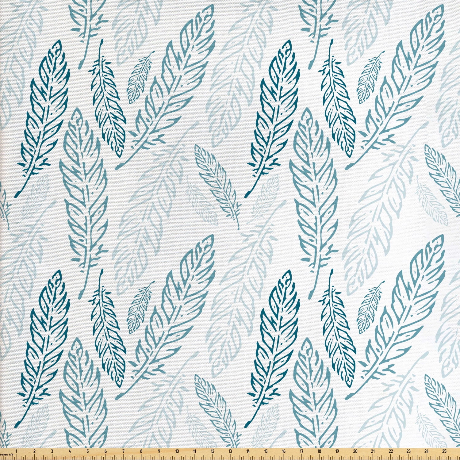 Teal and White Fabric by The Yard, Pastel Colored Grunge Looking
