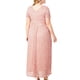 thumbnail image 4 of Puntoco Vestido De Noche Con Bolsillo De Encaje Hueco De Talla Grande Para Mujer Falda Larga Vestido De Cuello Redondo De Manga Corta Rosa Xl,Regalos Para Mujer Joven, 4 of 6