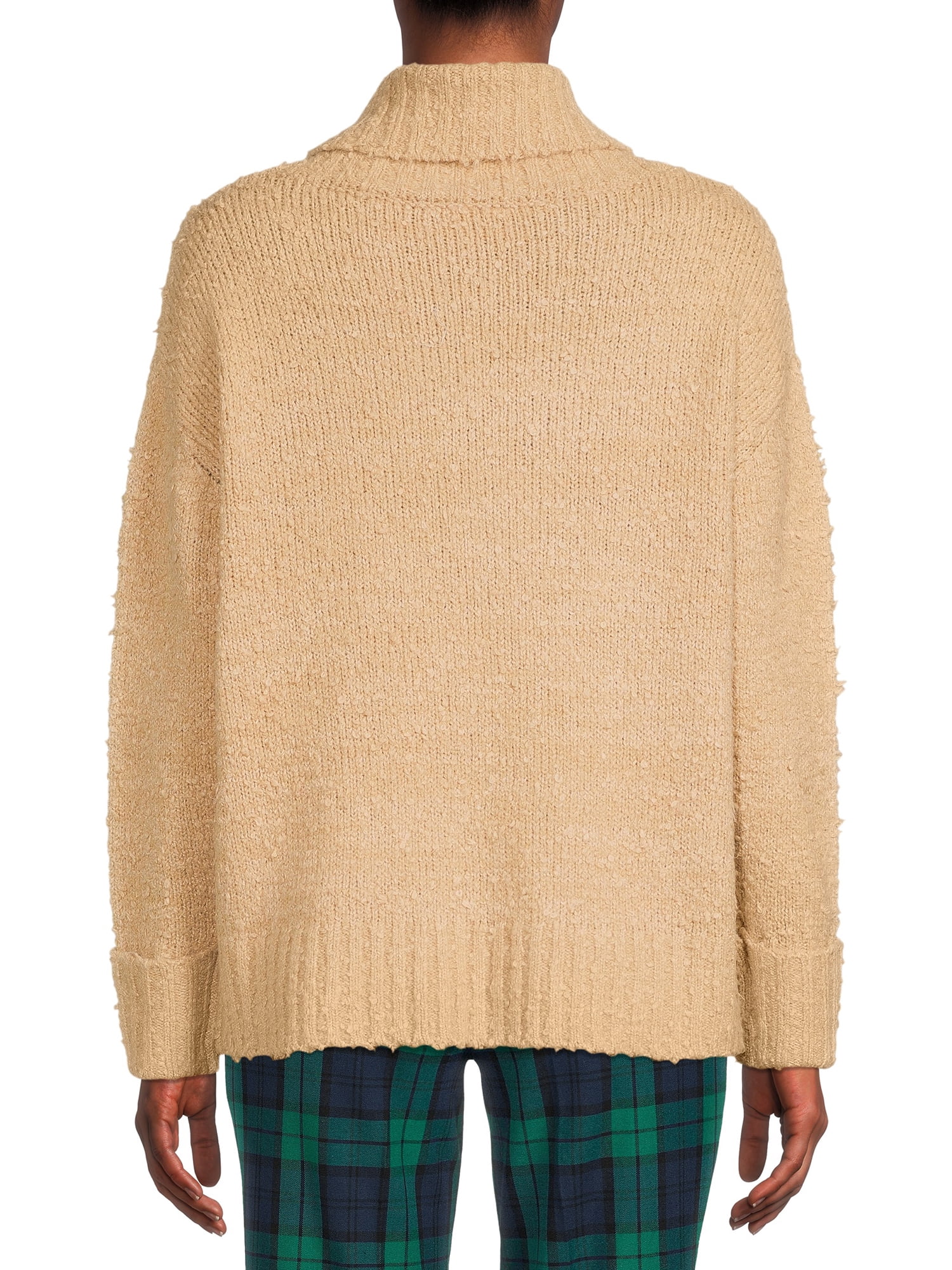 Time and Tru Women's Plush Cowl Neck Pullover Sweater