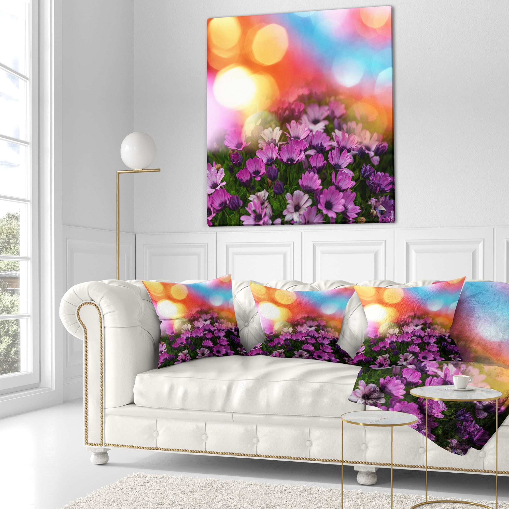 Designart 16" x 16" Purple Polyester Throw Pillow