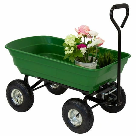 - Kinbor 600LB Garden Tools Dump Cart Dumper Wagon Carrier Wheel Barrow Air Tires Heavy Duty Green