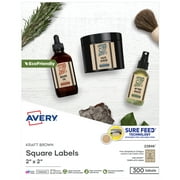 Avery Kraft Brown Square Labels, 2" x 2", 300ct (22846)