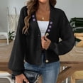thumbnail image 2 of WRKEKC Embroidered Floral Cardigan Oversized Knit Fall Winter Layer Cozy Lounge Wear Plus Size Available Black M, 2 of 5
