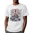 thumbnail image 6 of Lighthouse Men's T Shirts Seagulls T-Shirt for Men Ocean Graffiti Crew Neck Tees Cotton Tops, White, 3XL, 6 of 7