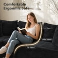 thumbnail image 4 of EuKer Sectional Couch, 105.7" Oversized Sofa Bed with Deep Seat for Living Room, Bedroom, Black, 4 of 7