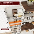 thumbnail image 4 of ChVans 71" Tall Kitchen Pantry with 12 Door Shelves and 4 Barn Doors, Farmhouse Pantry Storage Cabinet with Load-Bearing Steel Pipe and Adjustable Shelves for Kitchen, Dining Room, Living Room, White, 4 of 10