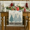 thumbnail image 2 of Blue Pine Trees Merry Christmas Table Runner, Winter Xmas Holiday Kitchen Dining Table Decoration for Home Party Decor 13x36 Inch, 2 of 6
