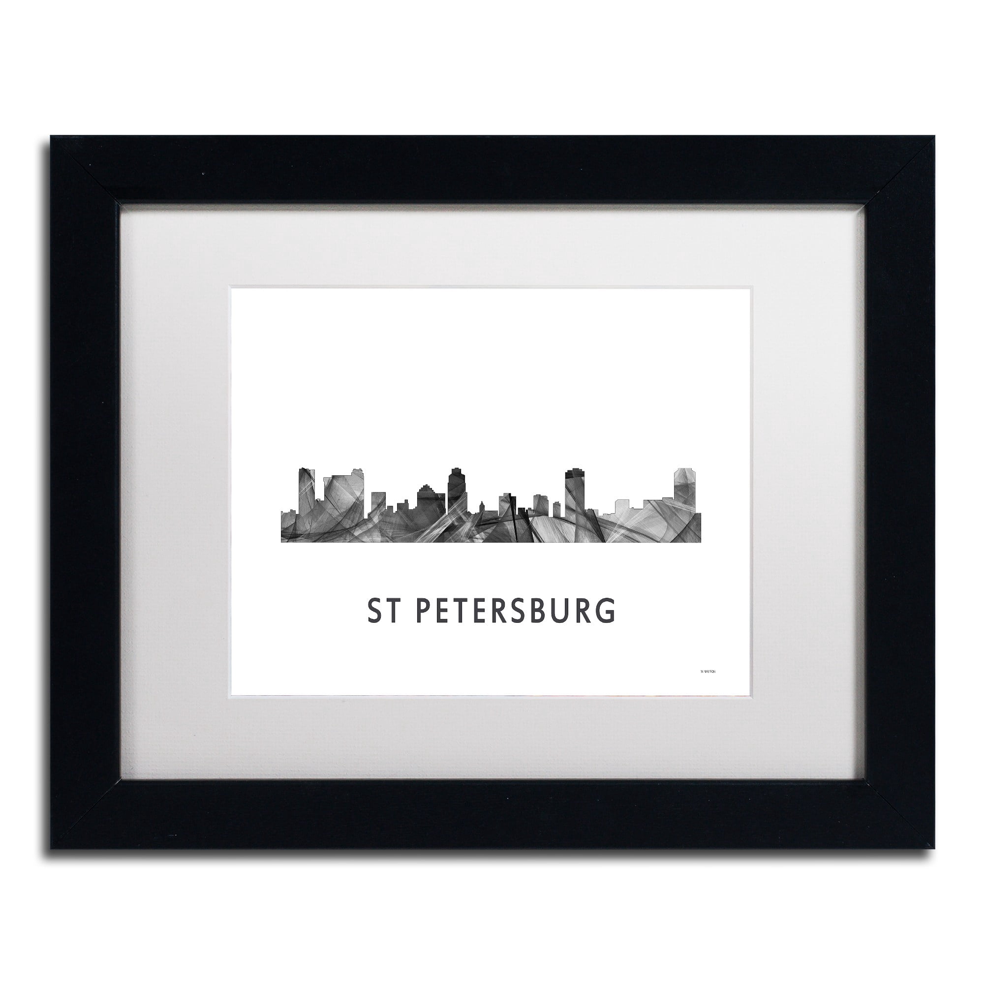 Trademark Fine Art 'St Petersburg FL Skyline WB-BW' Canvas Art by Marlene Watson, White Matte, Black Frame