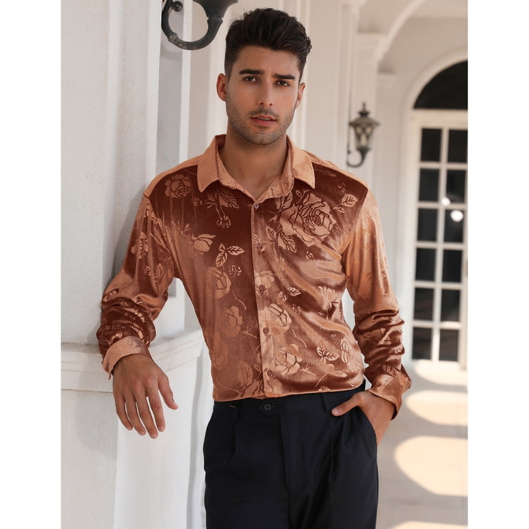floral dress shirt for wedding Amazon.com: Men's Floral Dress Shirts Long Sleeve Regualr Fit Business  Casual Button Down Shirts Formal Party Wedding Shirt Brown : Clothing,  Shoes & Jewelry