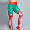 thumbnail image 2 of Blue and white Leggings navideños feos de cintura alta para mujer, medias navideñas con lazo a rayas y muñeco de nieve, 2 of 4
