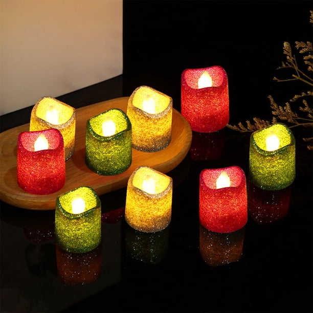 Velas Led Decorativas para Navidad | Efecto de Llama Realista | Ahorro de Energía | Control Remoto | Color Dorado | Material Plástico | Funciona con Pilas