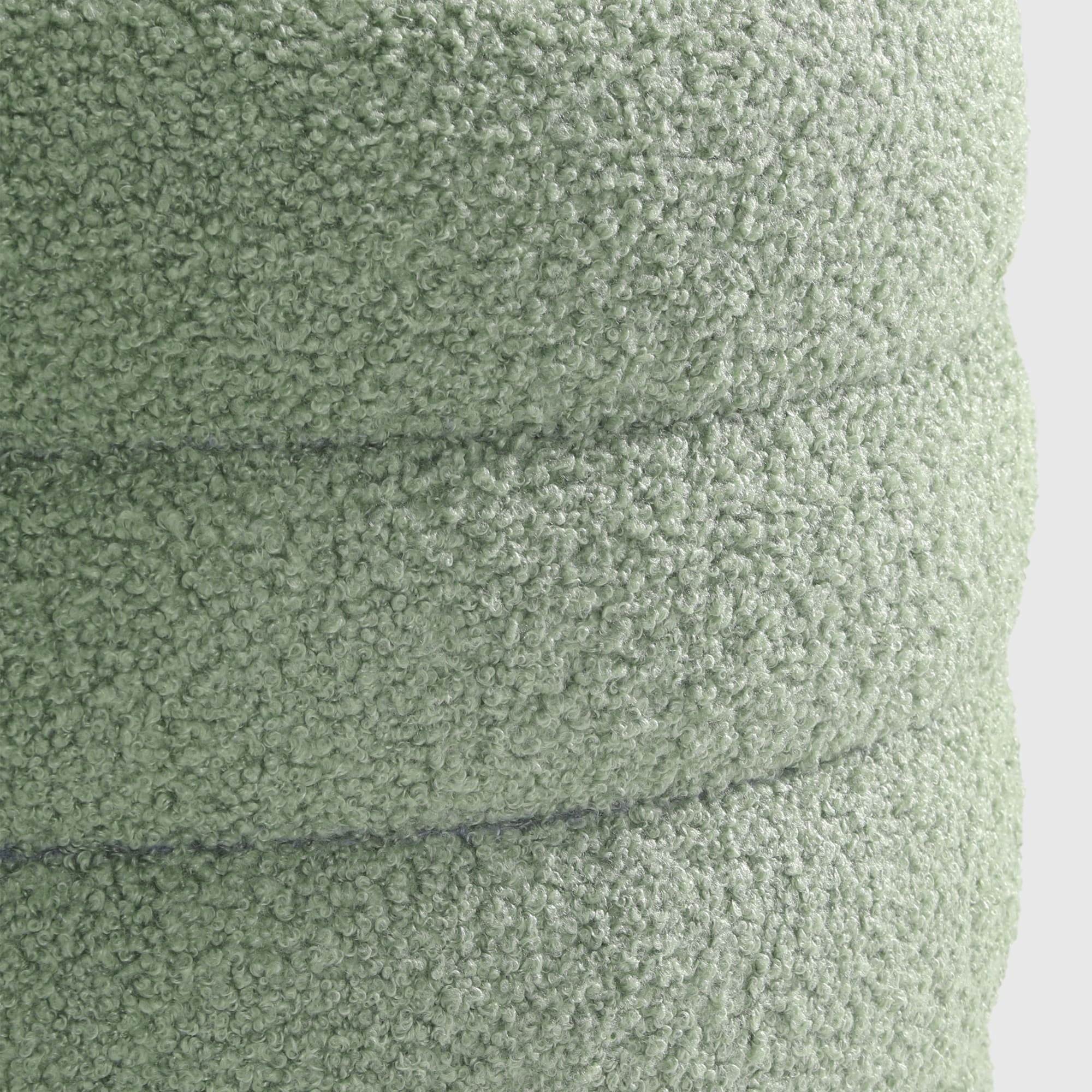 WestinTrends Alexandria Mid-Century Modern Faux Sherpa Round Storage Ottoman, Ice Green