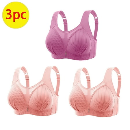Riecok Womens Bra Wirefree Push Up Daily Bralette Breathable Spaghetti Straps Basic Bra Comfy Beautifully Bras Lingerie Plus Size L Purple 3PC