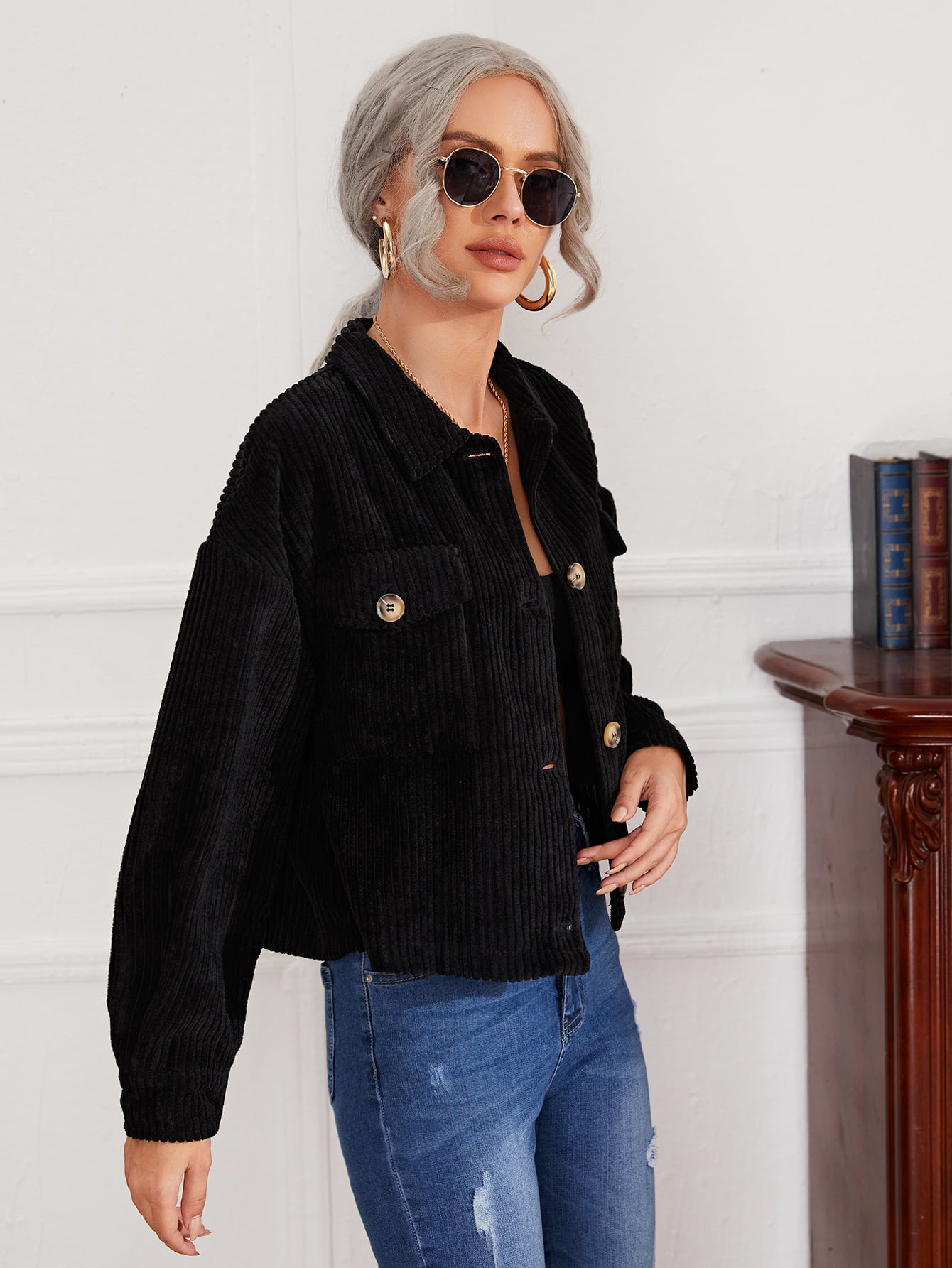 Women's Flap Pocket Button Front 