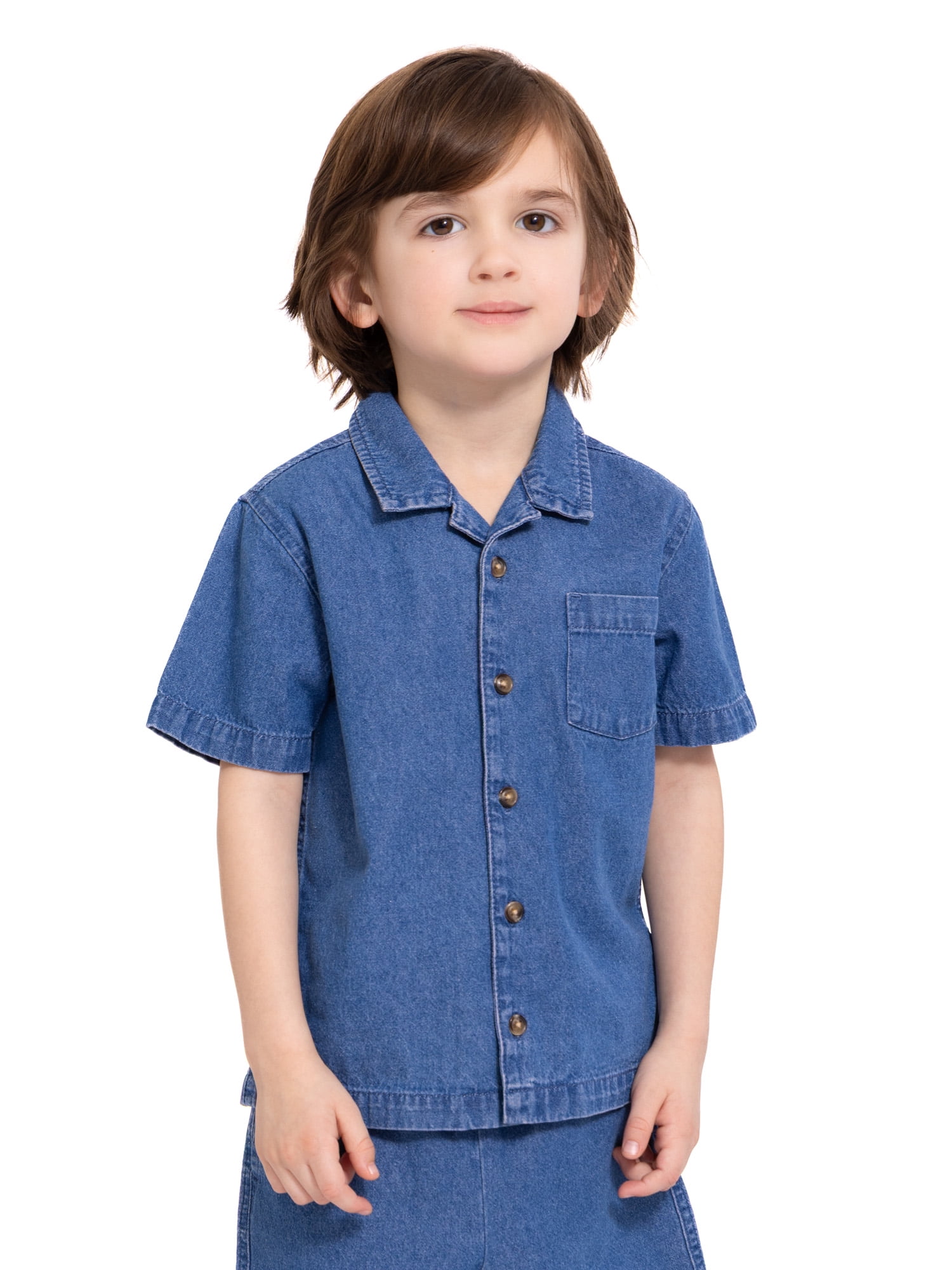 Wonder Nation Toddler Boys Chambray Shirt and Short Set, 2 Piece, Sizes 12M-5T