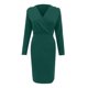 thumbnail image 4 of Vestido de mujer liso ajustado de manga larga con escote en V profundo, plisado, largo y ajustado, con cierre de cadera, 4 of 5