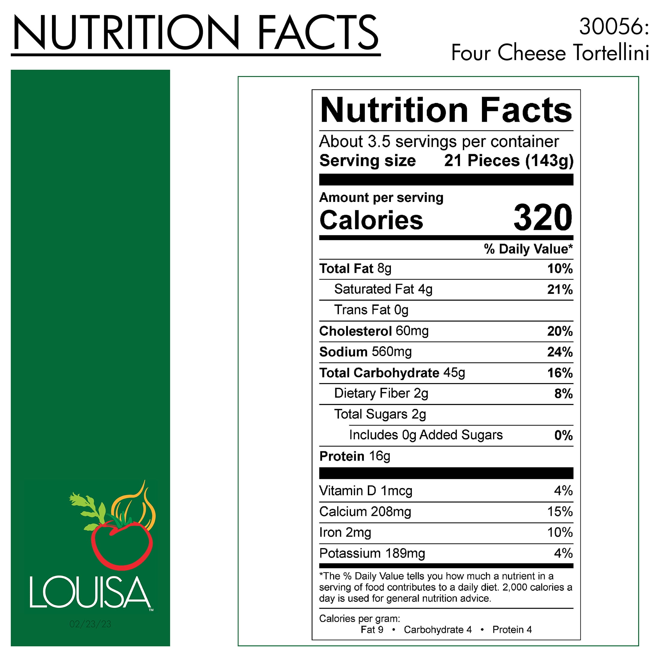 Louisa Four Cheese Tortellini, 19 oz Bag – Frozen Stuffed Pasta Appetizer with Ricotta, Mozzarella, Parmesan & Romano