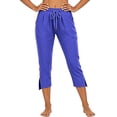 thumbnail image 5 of Womens Capri Pants,Capri Pants for Women 2026 Elastic Waist Drawstring Stretchy Summer Pant Side Split Casual Lounge Capris with Pockets, 5 of 6
