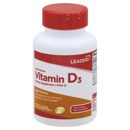 Leader Vitamin D 1000IU Softgels 250 ct