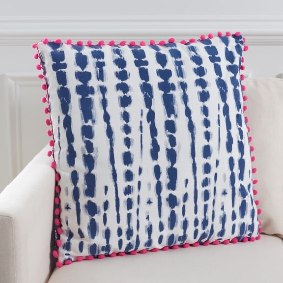 SAFAVIEH Atalia Striped Pillow, 20" x 20", Pink/Cream/Navy