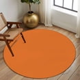 thumbnail image 3 of Burnt Orange Round Rugs 7ft, Farmhouse Solid Orange Color Modern Art Non Slip Washable Rug Runner, Low Pile Indoor Floor Carpet Mat Bathroom Rugs for Living Room, Bedroom, Kids Room, 3 of 9