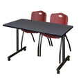 thumbnail image 4 of Regency Kobe 66 x 24 in. Mobile T-Base Training Table- Mahogany, 2 M Stack Chairs- Grey, 4 of 6