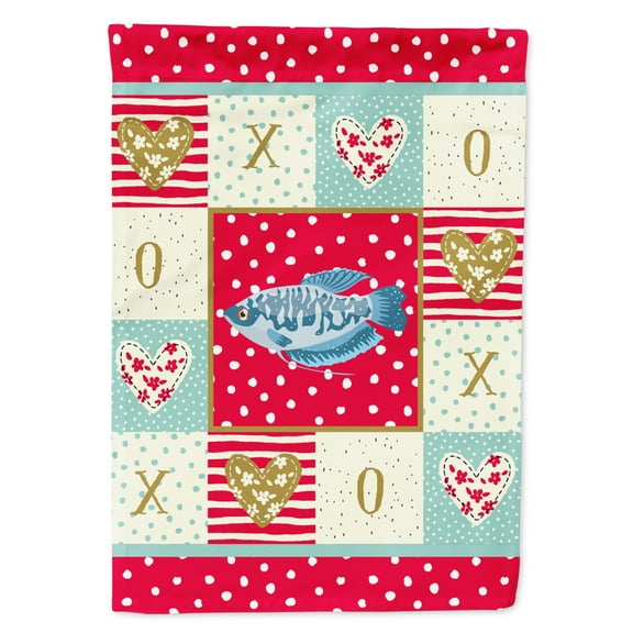 Carolines Treasures CK5490CHF Opaline Gourami Love Flag Canvas House Size Large multicolor
