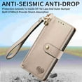 thumbnail image 2 of Wallet Case Compatible with iPhone Air, Heart Pattern Detachable Wrist Strap PU Leather Card Slots Zipper Pocket RFID Blocking Kickstand Phone Case for iPhone Air, Gray, 2 of 9