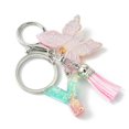 thumbnail image 4 of Resin Acrylic Keychains with Alloy Split Key Rings and Suede Tassel Pendants Letter Butterfly Random Gradient Color Letter Y 8.6cm, 4 of 5