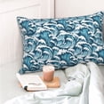 thumbnail image 4 of Goofa Ocean Waves Print Plush Throw Pillow Case, Soft Velvet with Hidden Zipper, Decorative Cushion Cover for Sofa, Bed, Car, and Home Décor-16"x24", 4 of 6