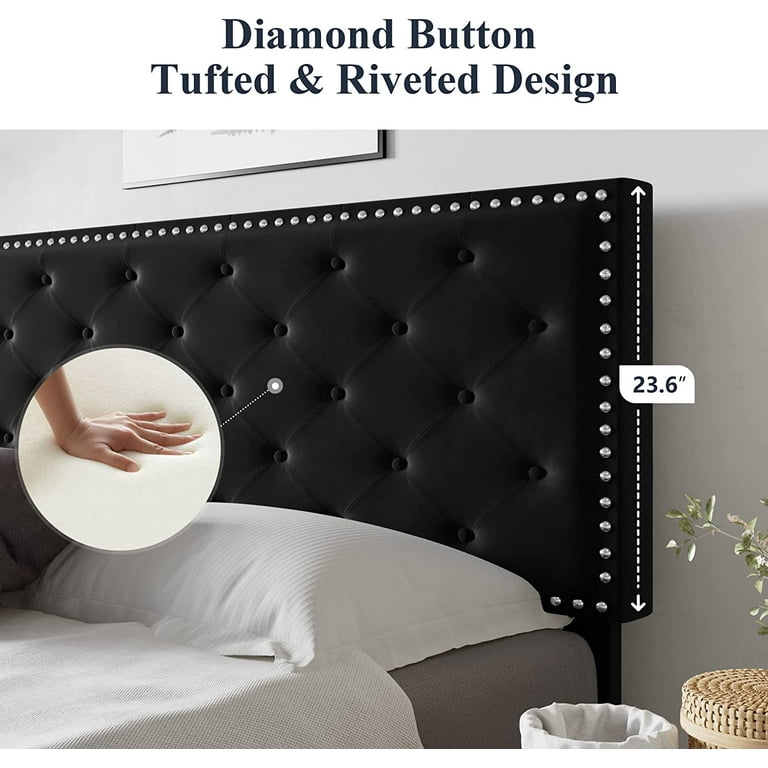 Allewie King Size Velvet Upholstered Platform Bed with