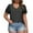 Black, variant on ZKCCNUK Plus Size Tops for Women Summer Plus Size Solid Color Round Neck Hollow Puff Sleeve Short Sleeve Round Neck Top/Shirt