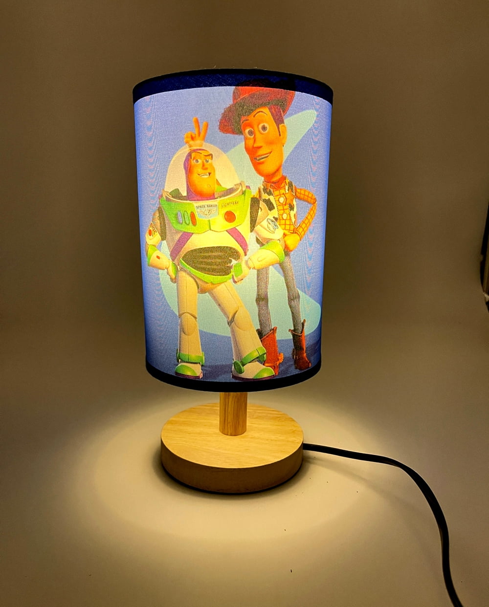 Woody Buzz Table Lamp Night Light Wood Base Room Decoration or Great Gift Ideas