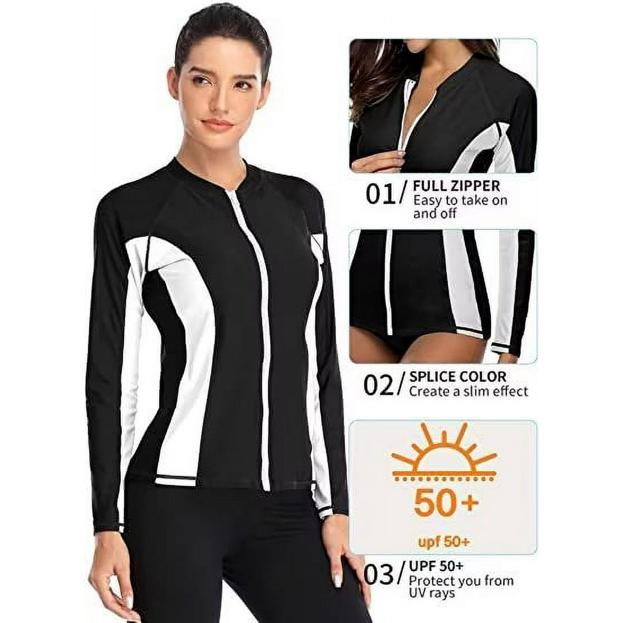 Charmo Womens Rash Guard Shirt Long Sleeve Raglan Sun Protection