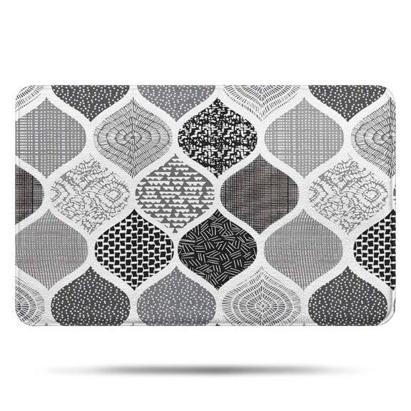 Black and White Geometric Quatrefoil Pattern Bathroom Rugs Mat,Non Slip Microfiber Bathroom Rug,Rubber Backing,Soft Bathroom Mats for Bathroom Floor,Tub and Shower,17x27in(43x68cm)