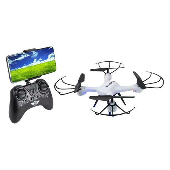 Sky Rider Pro Quadcopter Drone with Wi-Fi Camera, Remote & Phone Holder – White