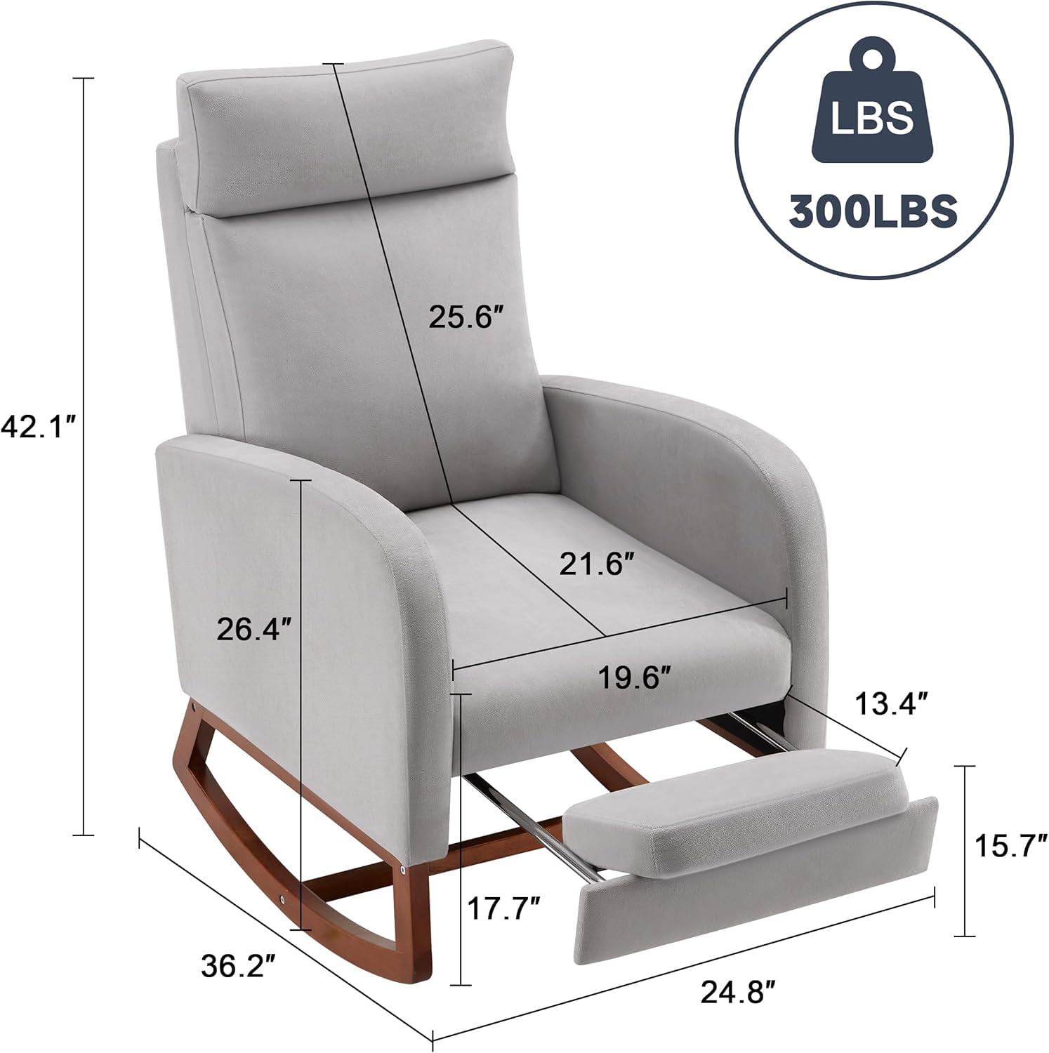 Rocking Chair Nursery Chair with Foot Rest, Nursery Rocking Chairs with High Back, Glider Rocking Chair, Baby Nursery Glider Rocker, Nursing Chair Accent Living Room