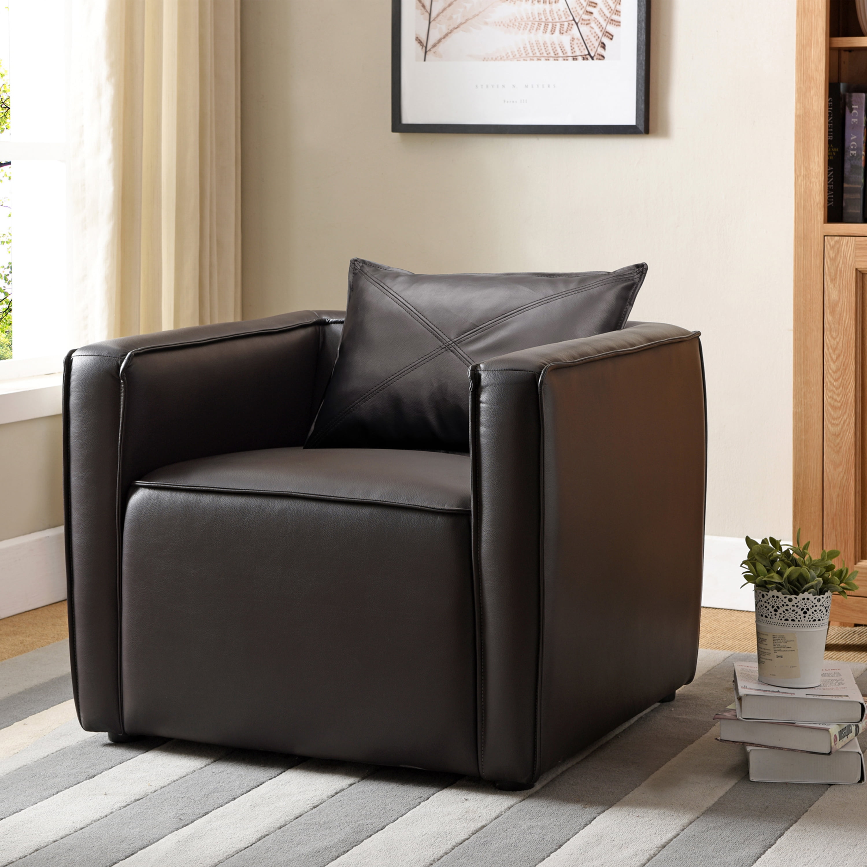 Furniture of America Contemporary Faux Leather Tureo Accent Chair, Gray