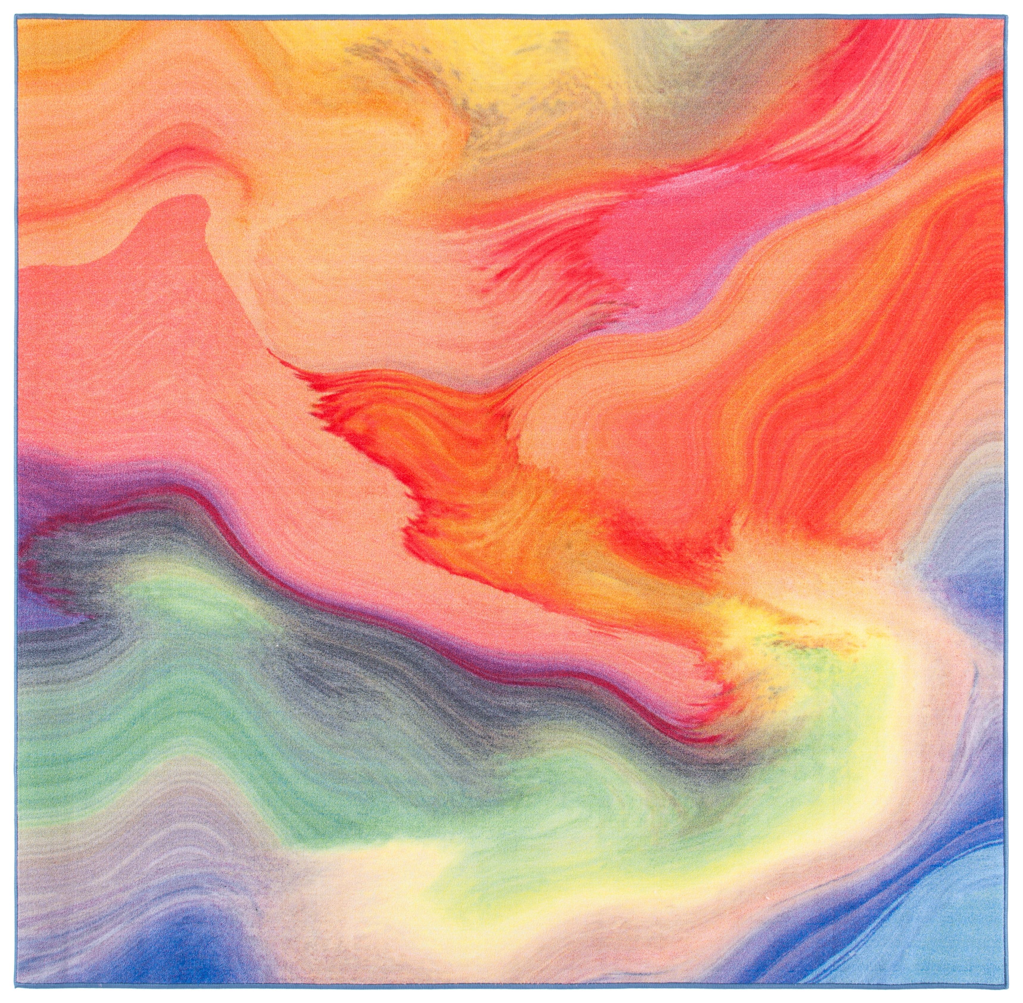 SAFAVIEH Paint Brush Jonie Abstract Machine Washable Area Rug, Fuchsia/Yellow, 6'7" x 6'7" Square