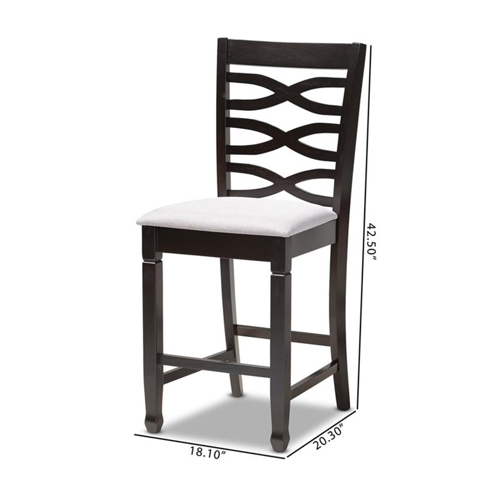 Baxton Studio Lanier Modern and Contemporary Gray Fabric Upholstered Espresso Brown Finished Wood Counter Height Pub Chair Set (Set of 2)
