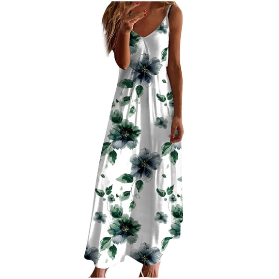 Giftesty Summer Dresses for Women Summer Dresses for Women Print Sleeveless Round Neck Dress Casual Dresses
