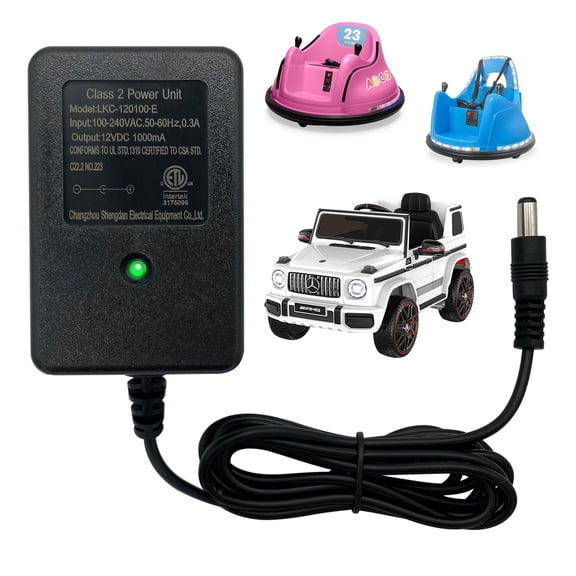 LujingZ 12V Charger for Dynacraft & Wrangler Electric Kids' Ride - On Cars - Fast Charging, Durable - Ideal for Indoor & Outdoor Adventures