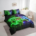 thumbnail image 4 of Manfei Modern Catoon Gamepad 7-Piece Twin Bedding Sets for Teen, Video Gaming Lover Bedding Comforter Set, Neon Stripes Abstract Reversible Sheet Sets, Luxury Bedroom Decor, 4 of 8