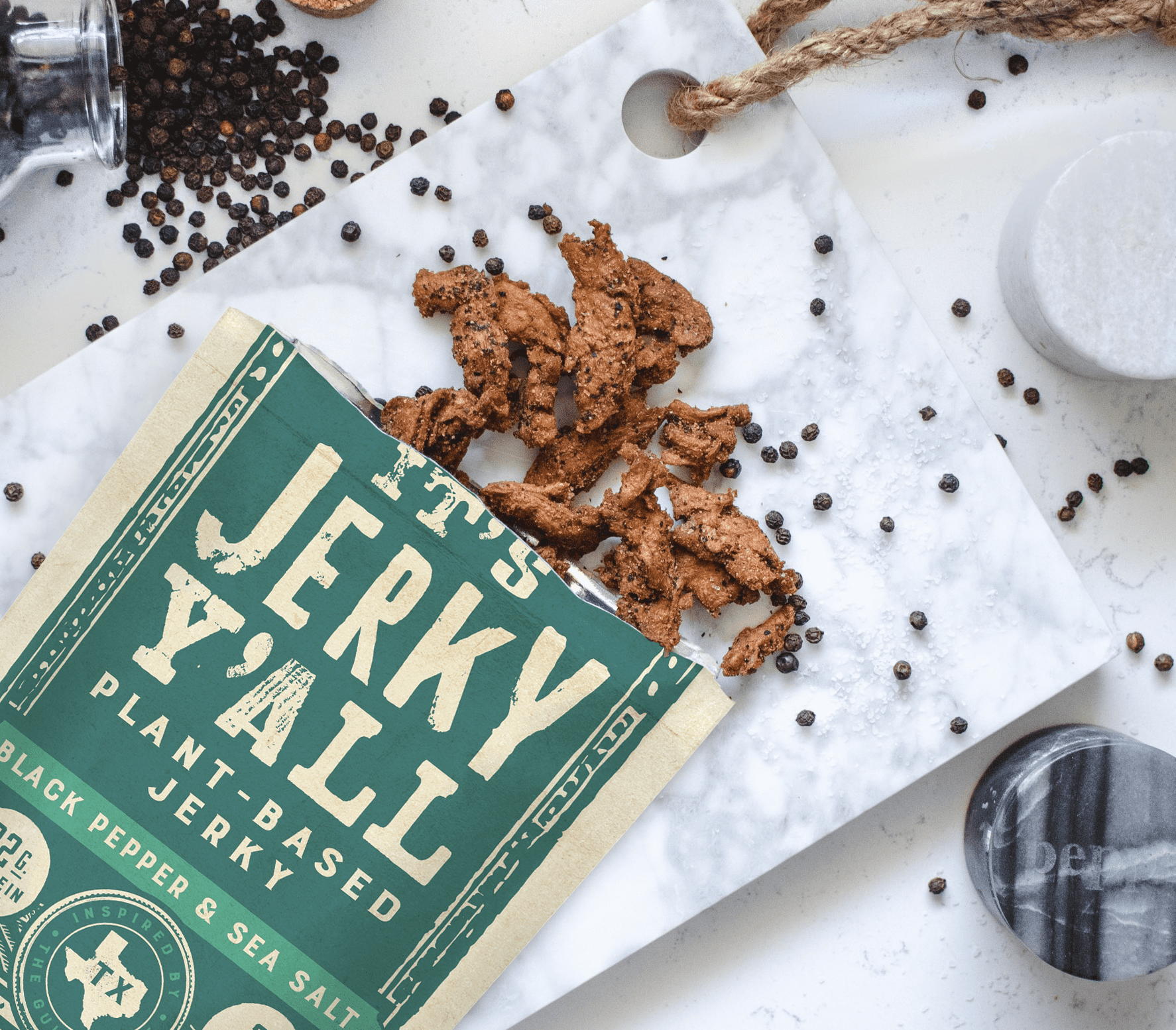It's Jerky Y'all Vegan Jerky, Sea Salt & Pepper Flavor, High Protein, Non-GMO (6 Pack)