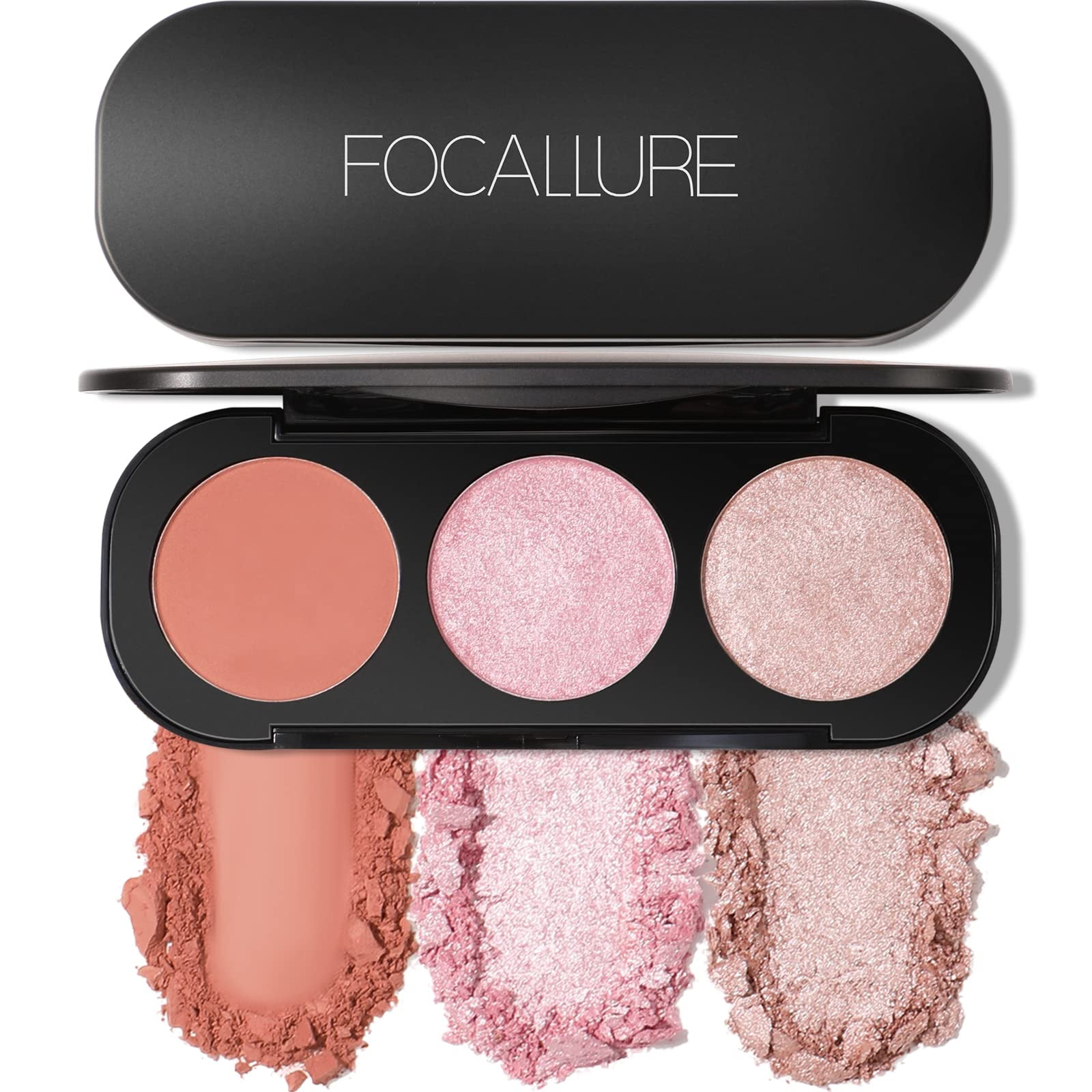 Blush and Highlighter Palette,3 in 1 Makeup Powder Palette,CrueltyFree