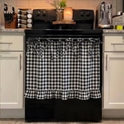 Fountwell Farmhouse Tie-Top Oven Skirt Curtain, Heat Resistant Appliance Cover for Oven, Dishwasher, Washing Machine, Easy Install Clutter Hider
